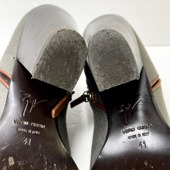GIUSEPPE ZANOTTI Gray Canvas Ankle Boots Side Zip Size 41 - Picture 10 of 14
